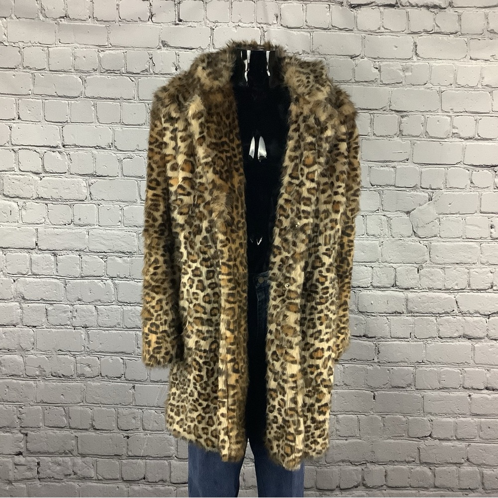 Retro Fur Leopard Print Trench Coat for Guys